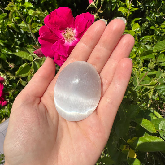 Selenite Palm Stone